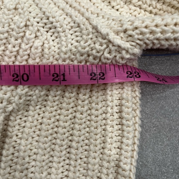 [XL]Banana Republic Varo Cream Chunky Knit Hooded Bomber Sweater Organic Cotton - Picture 7 of 9